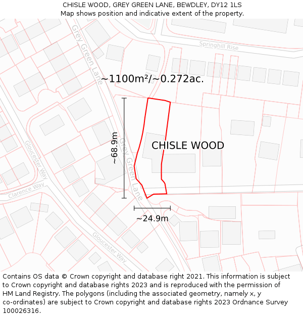 CHISLE WOOD, GREY GREEN LANE, BEWDLEY, DY12 1LS: Plot and title map