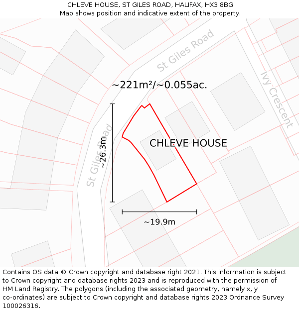 CHLEVE HOUSE, ST GILES ROAD, HALIFAX, HX3 8BG: Plot and title map