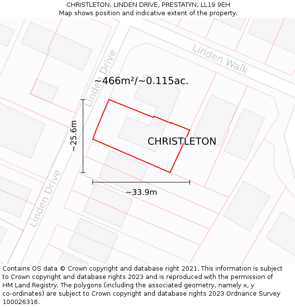 CHRISTLETON, LINDEN DRIVE, PRESTATYN, LL19 9EH: Plot and title map