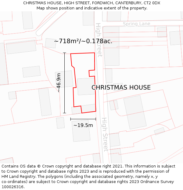 CHRISTMAS HOUSE, HIGH STREET, FORDWICH, CANTERBURY, CT2 0DX: Plot and title map