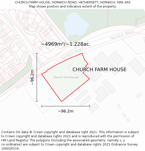 CHURCH FARM HOUSE, NORWICH ROAD, HETHERSETT, NORWICH, NR9 3AS: Plot and title map