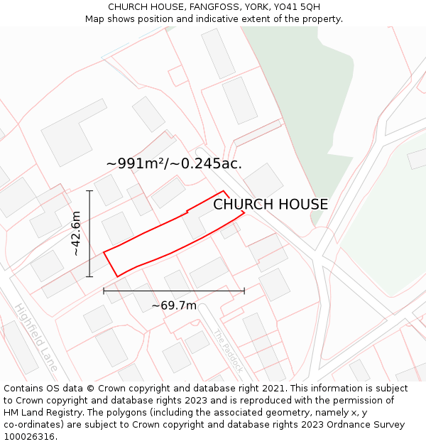 CHURCH HOUSE, FANGFOSS, YORK, YO41 5QH: Plot and title map