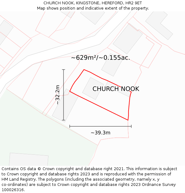 CHURCH NOOK, KINGSTONE, HEREFORD, HR2 9ET: Plot and title map