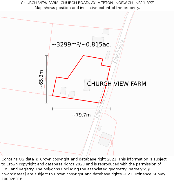 CHURCH VIEW FARM, CHURCH ROAD, AYLMERTON, NORWICH, NR11 8PZ: Plot and title map