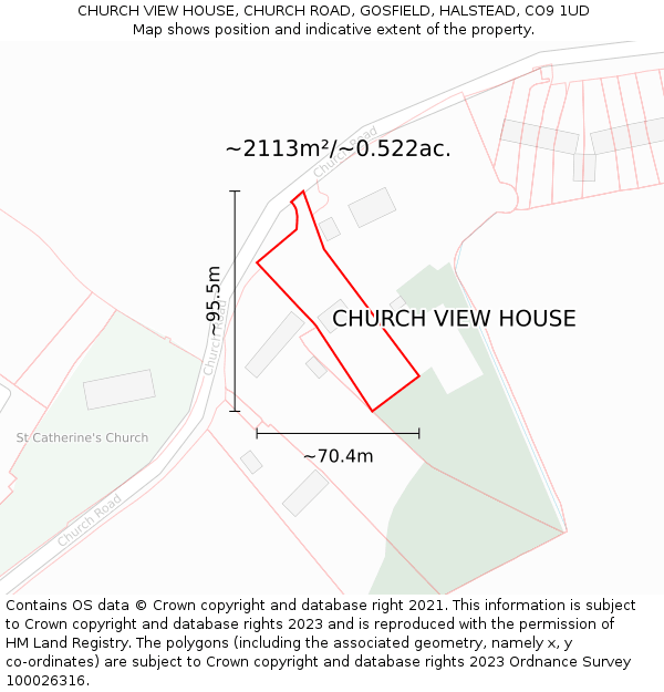 CHURCH VIEW HOUSE, CHURCH ROAD, GOSFIELD, HALSTEAD, CO9 1UD: Plot and title map