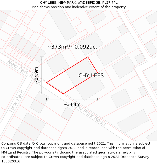 CHY LEES, NEW PARK, WADEBRIDGE, PL27 7PL: Plot and title map