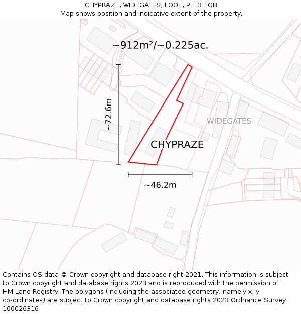 CHYPRAZE, WIDEGATES, LOOE, PL13 1QB: Plot and title map