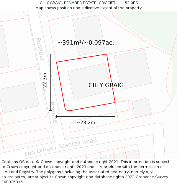 CIL Y GRAIG, PENABER ESTATE, CRICCIETH, LL52 0ES: Plot and title map