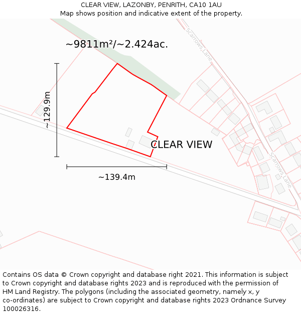 CLEAR VIEW, LAZONBY, PENRITH, CA10 1AU: Plot and title map