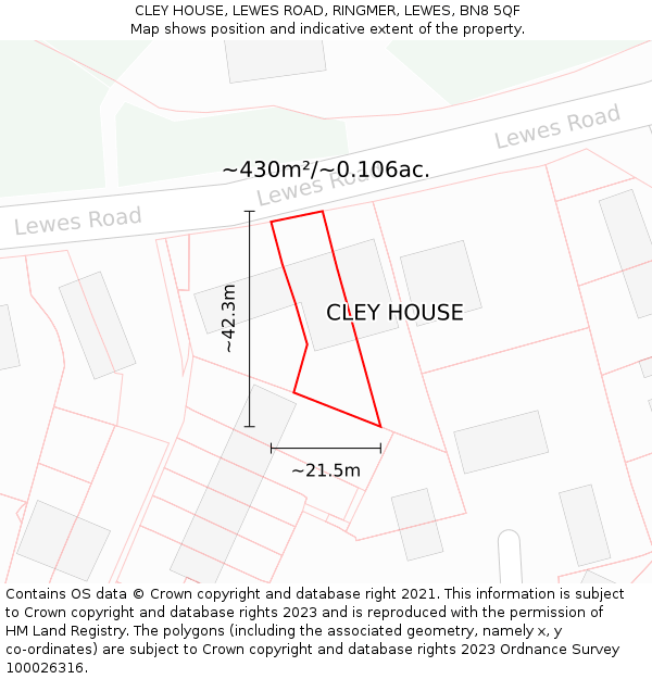 CLEY HOUSE, LEWES ROAD, RINGMER, LEWES, BN8 5QF: Plot and title map