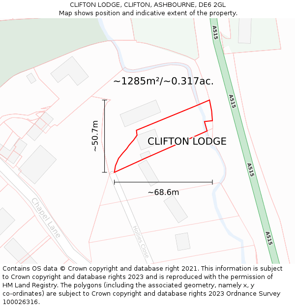 CLIFTON LODGE, CLIFTON, ASHBOURNE, DE6 2GL: Plot and title map