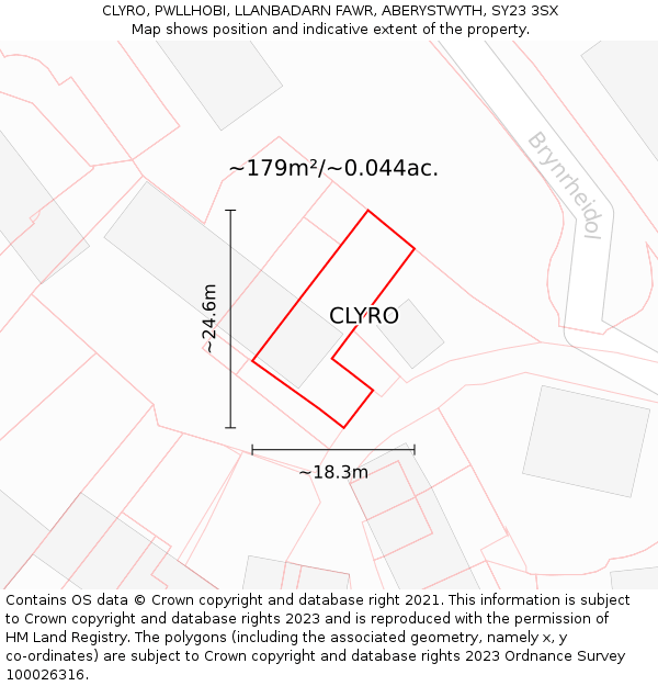 CLYRO, PWLLHOBI, LLANBADARN FAWR, ABERYSTWYTH, SY23 3SX: Plot and title map