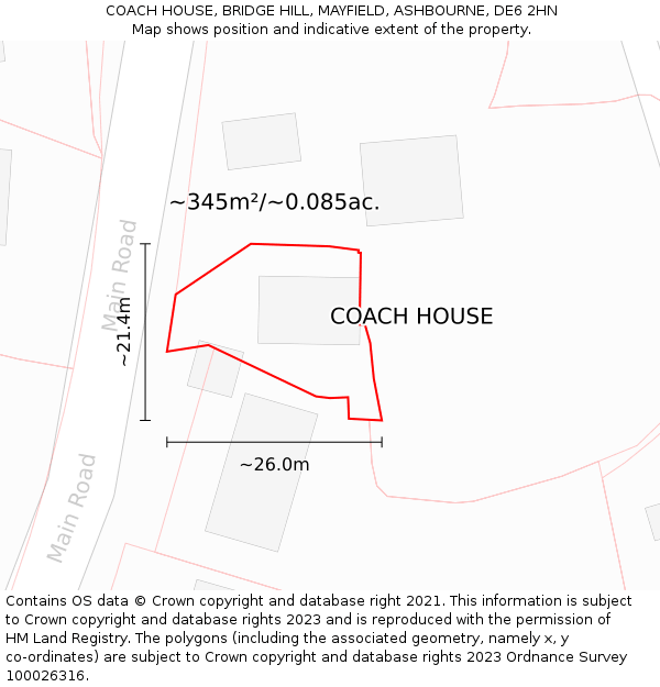 COACH HOUSE, BRIDGE HILL, MAYFIELD, ASHBOURNE, DE6 2HN: Plot and title map