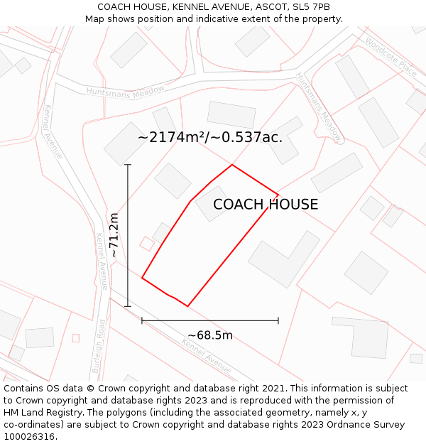 COACH HOUSE, KENNEL AVENUE, ASCOT, SL5 7PB: Plot and title map