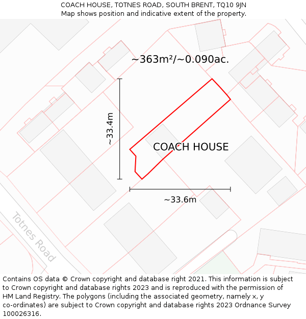 COACH HOUSE, TOTNES ROAD, SOUTH BRENT, TQ10 9JN: Plot and title map