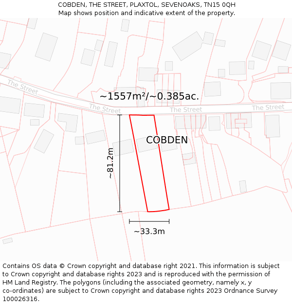 COBDEN, THE STREET, PLAXTOL, SEVENOAKS, TN15 0QH: Plot and title map