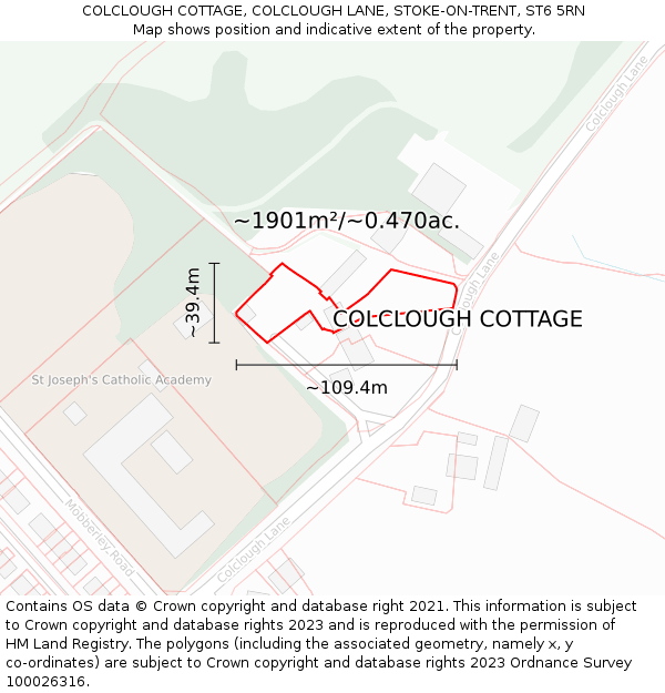 COLCLOUGH COTTAGE, COLCLOUGH LANE, STOKE-ON-TRENT, ST6 5RN: Plot and title map