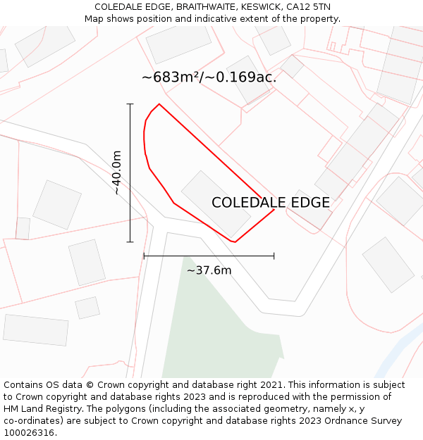 COLEDALE EDGE, BRAITHWAITE, KESWICK, CA12 5TN: Plot and title map