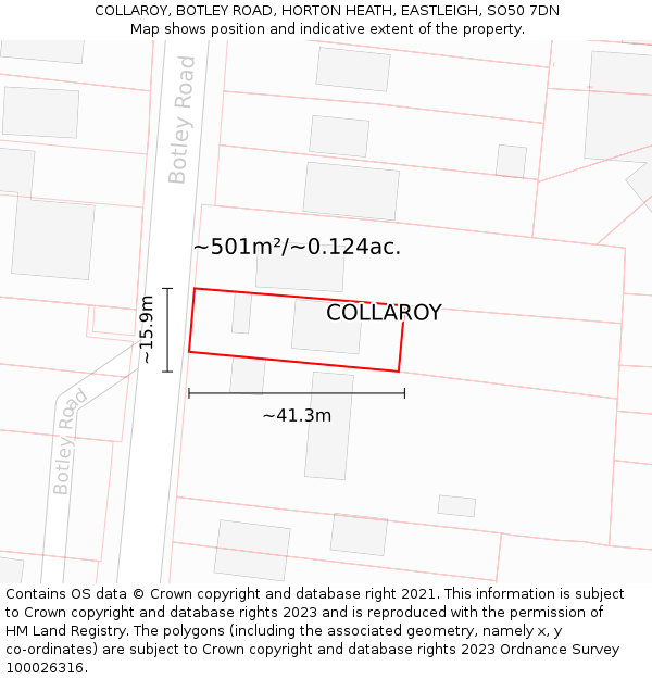 COLLAROY, BOTLEY ROAD, HORTON HEATH, EASTLEIGH, SO50 7DN: Plot and title map