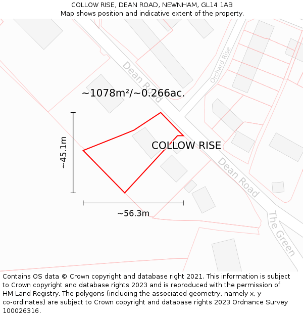 COLLOW RISE, DEAN ROAD, NEWNHAM, GL14 1AB: Plot and title map