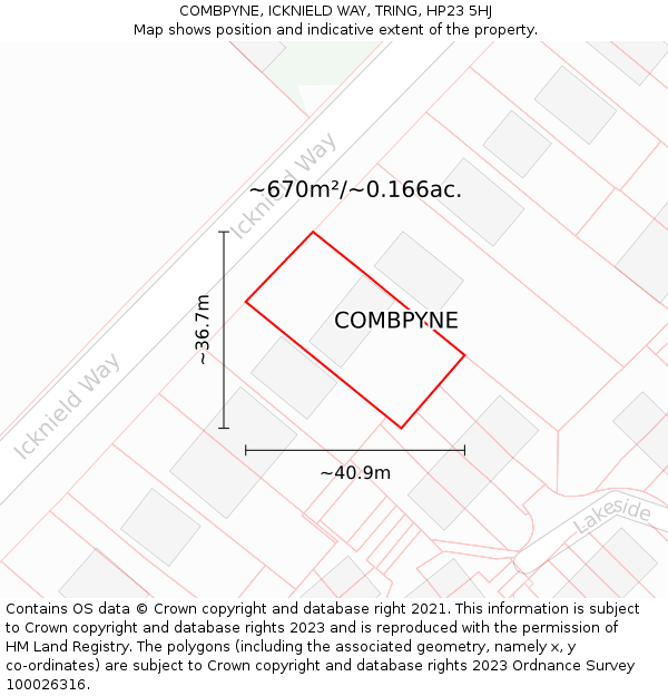 COMBPYNE, ICKNIELD WAY, TRING, HP23 5HJ: Plot and title map