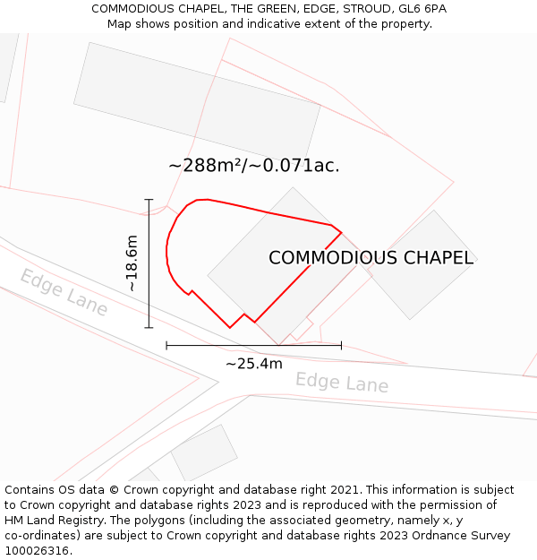 COMMODIOUS CHAPEL, THE GREEN, EDGE, STROUD, GL6 6PA: Plot and title map