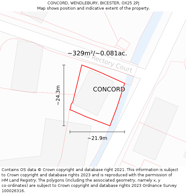 CONCORD, WENDLEBURY, BICESTER, OX25 2PJ: Plot and title map