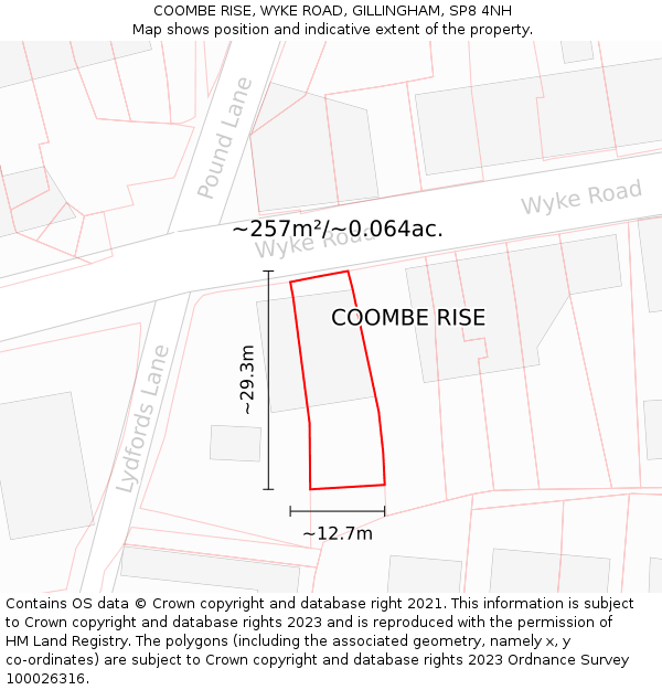 COOMBE RISE, WYKE ROAD, GILLINGHAM, SP8 4NH: Plot and title map