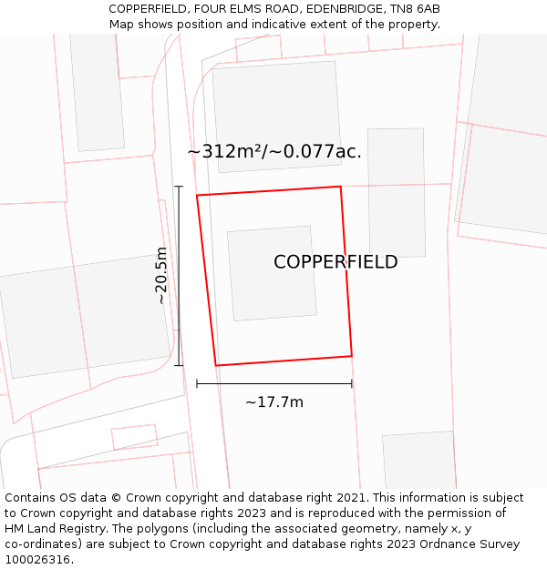 COPPERFIELD, FOUR ELMS ROAD, EDENBRIDGE, TN8 6AB: Plot and title map