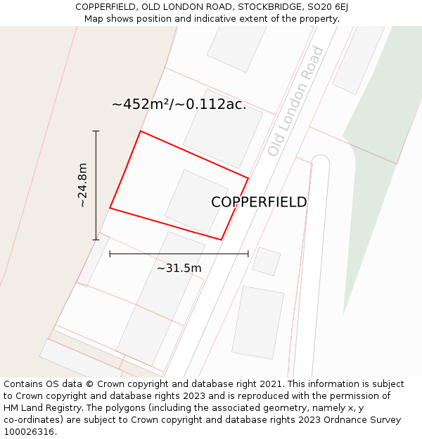 COPPERFIELD, OLD LONDON ROAD, STOCKBRIDGE, SO20 6EJ: Plot and title map