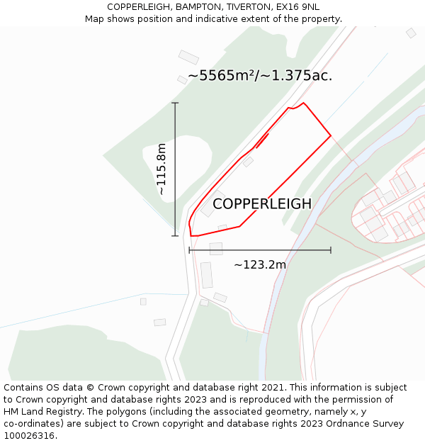 COPPERLEIGH, BAMPTON, TIVERTON, EX16 9NL: Plot and title map