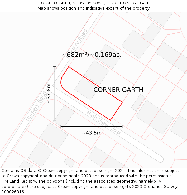 CORNER GARTH, NURSERY ROAD, LOUGHTON, IG10 4EF: Plot and title map