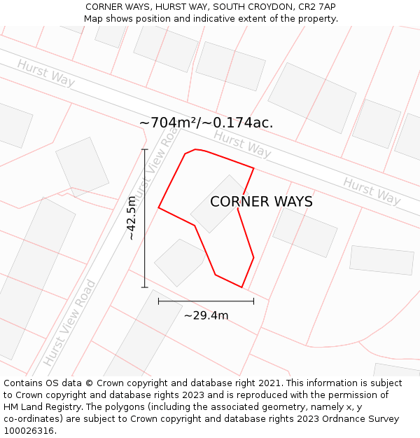 CORNER WAYS, HURST WAY, SOUTH CROYDON, CR2 7AP: Plot and title map