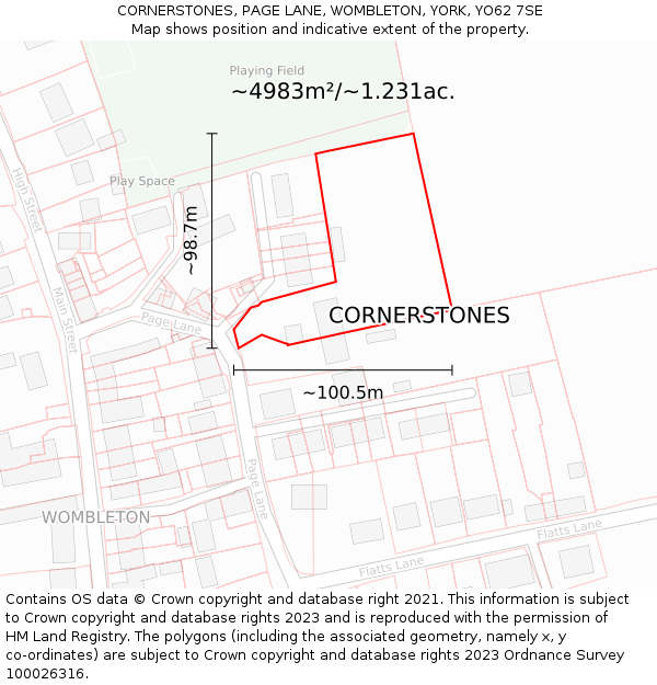 CORNERSTONES, PAGE LANE, WOMBLETON, YORK, YO62 7SE: Plot and title map