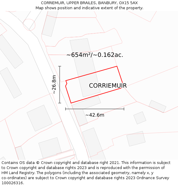 CORRIEMUIR, UPPER BRAILES, BANBURY, OX15 5AX: Plot and title map