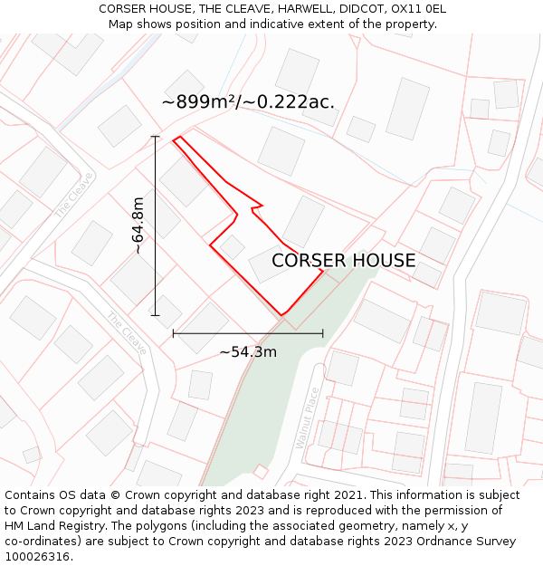 CORSER HOUSE, THE CLEAVE, HARWELL, DIDCOT, OX11 0EL: Plot and title map