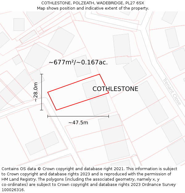 COTHLESTONE, POLZEATH, WADEBRIDGE, PL27 6SX: Plot and title map