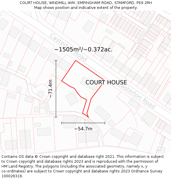 COURT HOUSE, WINDMILL WAY, EMPINGHAM ROAD, STAMFORD, PE9 2RH: Plot and title map