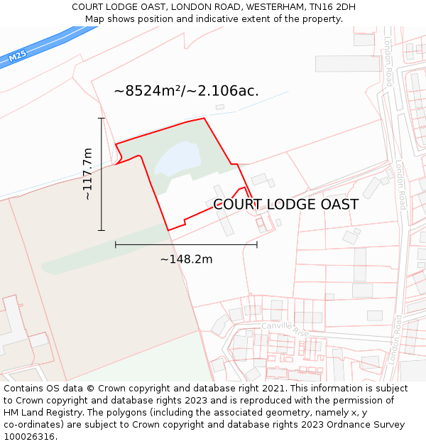 COURT LODGE OAST, LONDON ROAD, WESTERHAM, TN16 2DH: Plot and title map