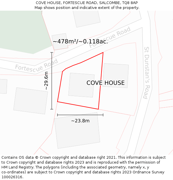 COVE HOUSE, FORTESCUE ROAD, SALCOMBE, TQ8 8AP: Plot and title map