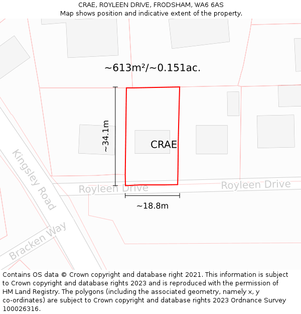 CRAE, ROYLEEN DRIVE, FRODSHAM, WA6 6AS: Plot and title map