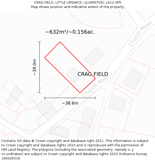CRAG FIELD, LITTLE URSWICK, ULVERSTON, LA12 0PR: Plot and title map