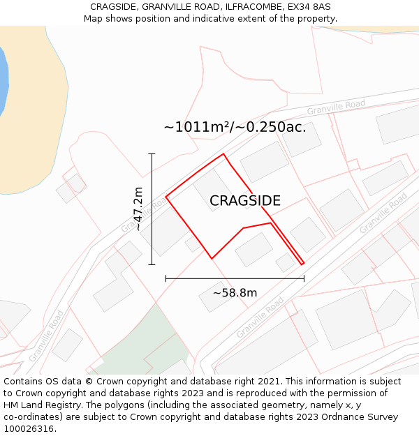 CRAGSIDE, GRANVILLE ROAD, ILFRACOMBE, EX34 8AS: Plot and title map