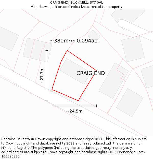 CRAIG END, BUCKNELL, SY7 0AL: Plot and title map