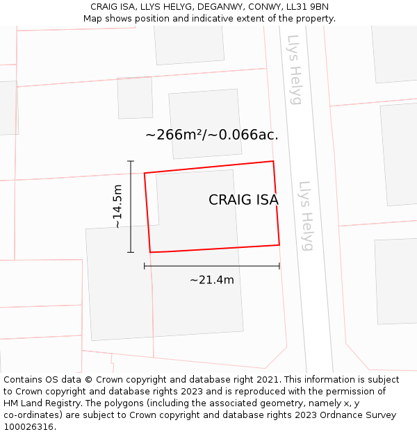 CRAIG ISA, LLYS HELYG, DEGANWY, CONWY, LL31 9BN: Plot and title map