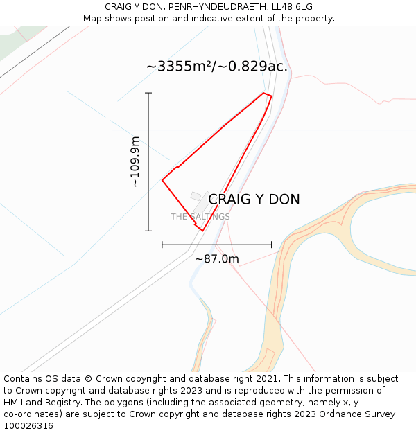 CRAIG Y DON, PENRHYNDEUDRAETH, LL48 6LG: Plot and title map