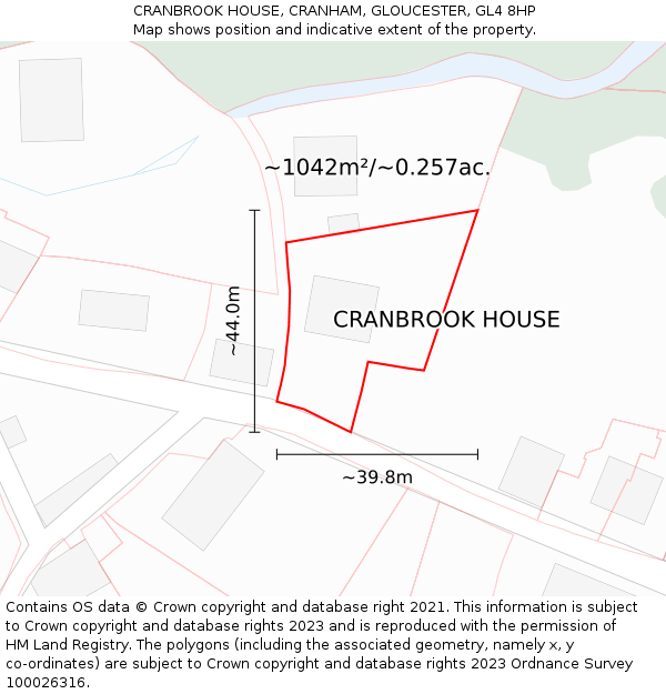 CRANBROOK HOUSE, CRANHAM, GLOUCESTER, GL4 8HP: Plot and title map