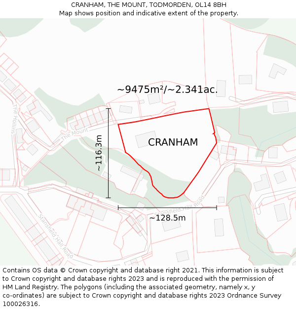 CRANHAM, THE MOUNT, TODMORDEN, OL14 8BH: Plot and title map