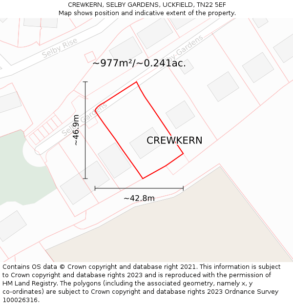 CREWKERN, SELBY GARDENS, UCKFIELD, TN22 5EF: Plot and title map