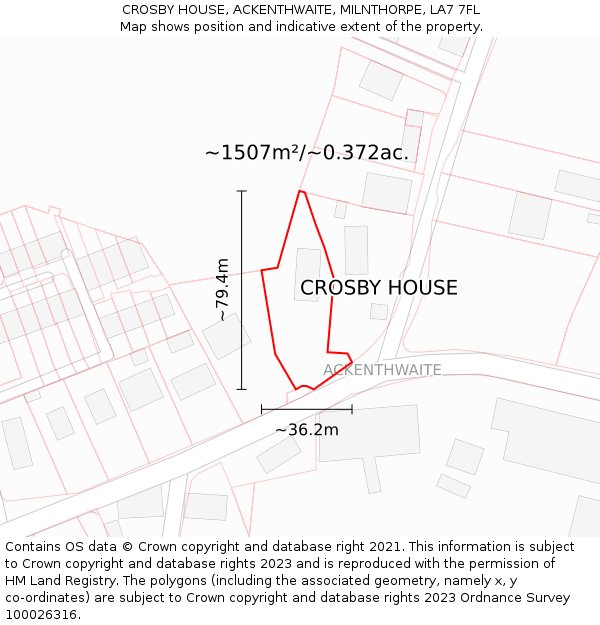 CROSBY HOUSE, ACKENTHWAITE, MILNTHORPE, LA7 7FL: Plot and title map